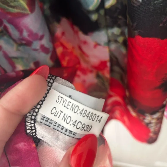 Johnny Martin Black Mini Dress with Pink Floral Design Size Small - Picture 4 of 6